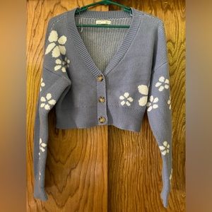 Aeropostale Blue Floral Crop Sweater (Medium)